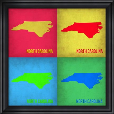 Framed North Carolina Pop Art Map 1 Print