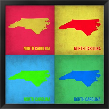 Framed North Carolina Pop Art Map 1 Print