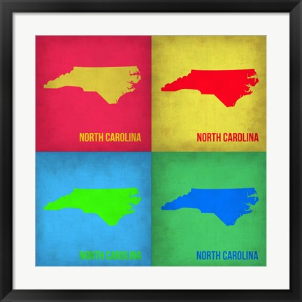 Framed North Carolina Pop Art Map 1 Print