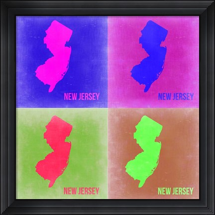 Framed New Jersey Pop Art Map 2 Print