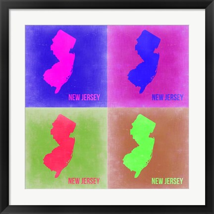 Framed New Jersey Pop Art Map 2 Print