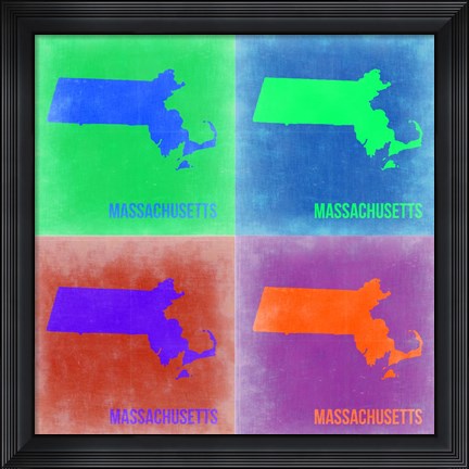 Framed Massachusetts Pop Art Map 2 Print