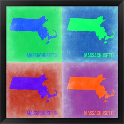 Framed Massachusetts Pop Art Map 2 Print