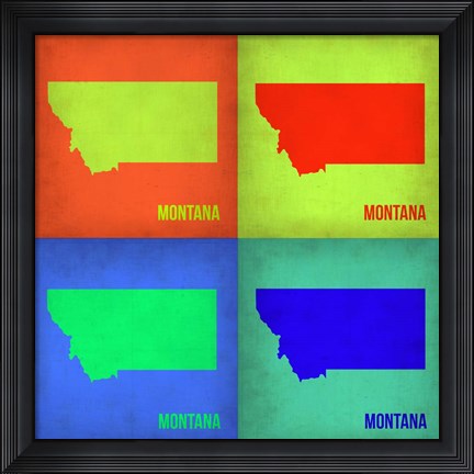 Framed Montana Pop Art Map 1 Print