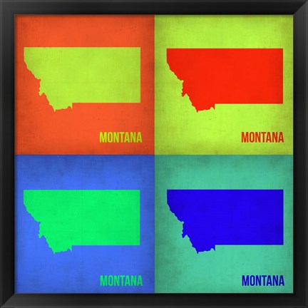 Framed Montana Pop Art Map 1 Print