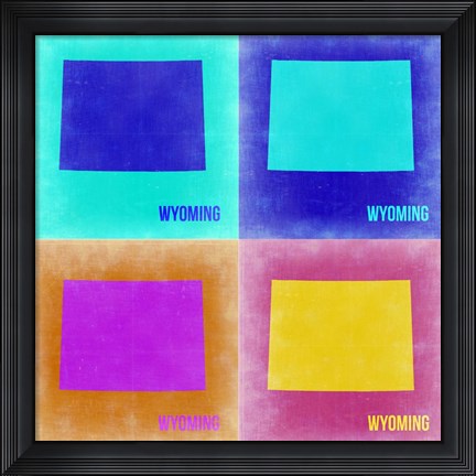 Framed Wyoming Pop Art Map 2 Print