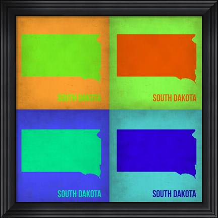 Framed South Dakota Pop Art Map 1 Print