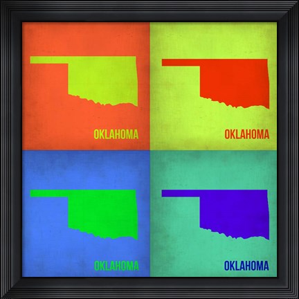 Framed Oklahoma Pop Art Map 1 Print
