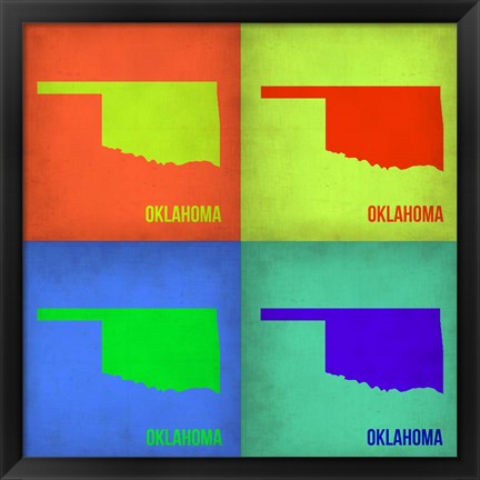 Framed Oklahoma Pop Art Map 1 Print