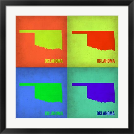 Framed Oklahoma Pop Art Map 1 Print