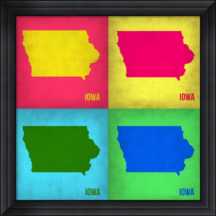 Framed Iowa Pop Art Map 1 Print