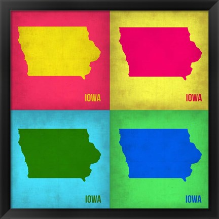 Framed Iowa Pop Art Map 1 Print