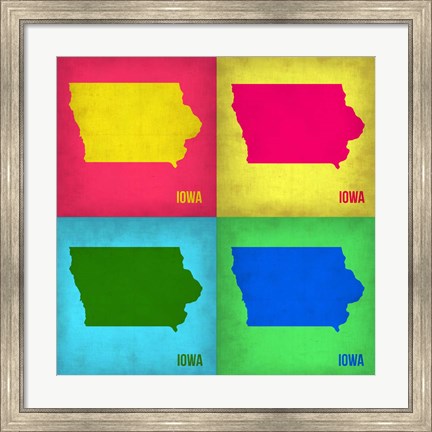 Framed Iowa Pop Art Map 1 Print