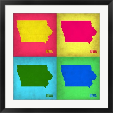 Framed Iowa Pop Art Map 1 Print