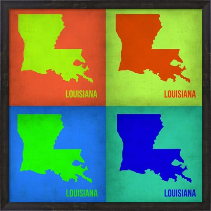 Framed Louisiana Pop Art Map 1 Print