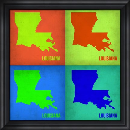 Framed Louisiana Pop Art Map 1 Print