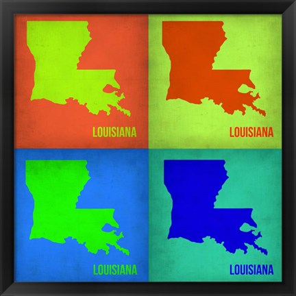 Framed Louisiana Pop Art Map 1 Print