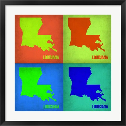 Framed Louisiana Pop Art Map 1 Print