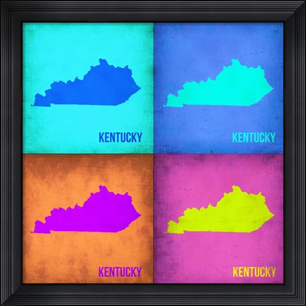Framed Kentucky Pop Art Map 1 Print
