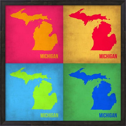 Framed Michigan Pop Art Map 1 Print