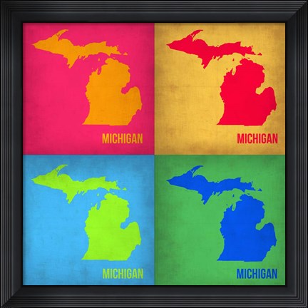 Framed Michigan Pop Art Map 1 Print