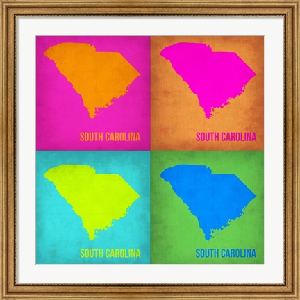 Framed South Carolina Pop Art Map 1 Print