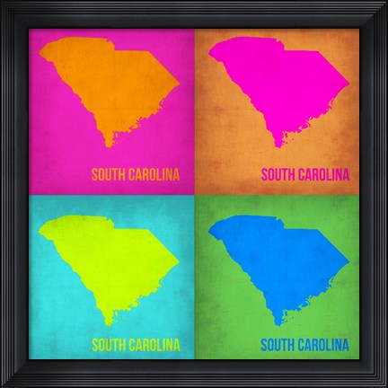 Framed South Carolina Pop Art Map 1 Print
