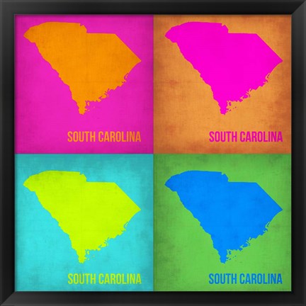 Framed South Carolina Pop Art Map 1 Print