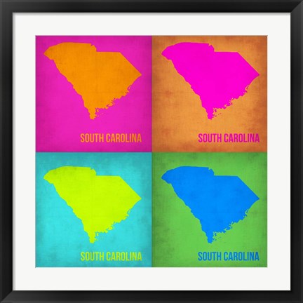 Framed South Carolina Pop Art Map 1 Print