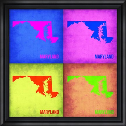 Framed Maryland Pop Art Map 1 Print