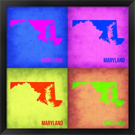 Framed Maryland Pop Art Map 1 Print