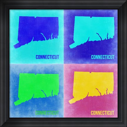 Framed Connecticut Pop Art Map 2 Print