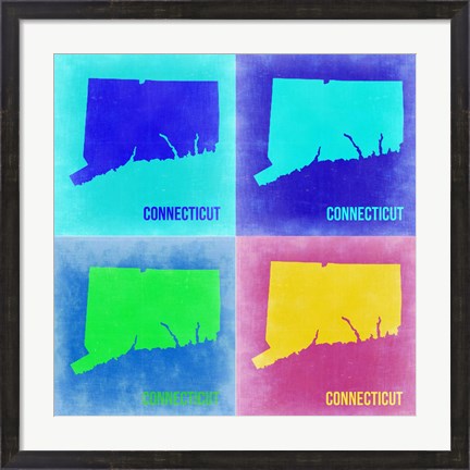 Framed Connecticut Pop Art Map 2 Print