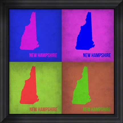 Framed New Hampshire Pop Art Map 1 Print