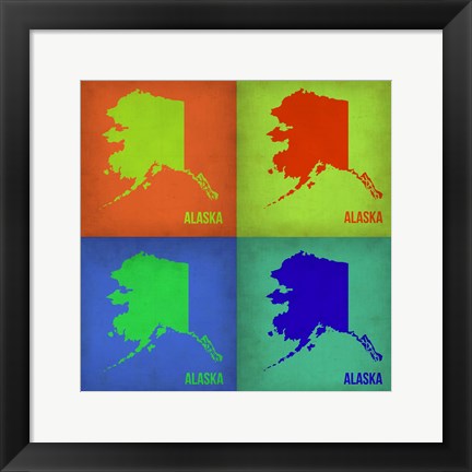 Framed Alaska Pop Art Map 1 Print