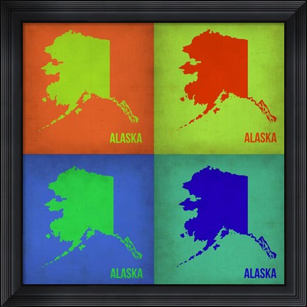 Framed Alaska Pop Art Map 1 Print