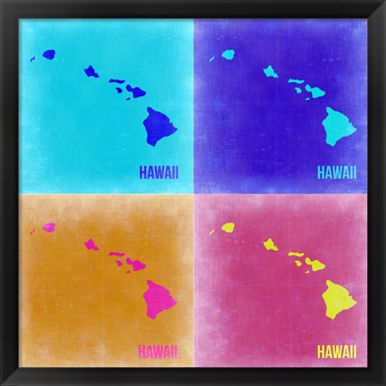 Framed Hawaii Pop Art Map 2 Print