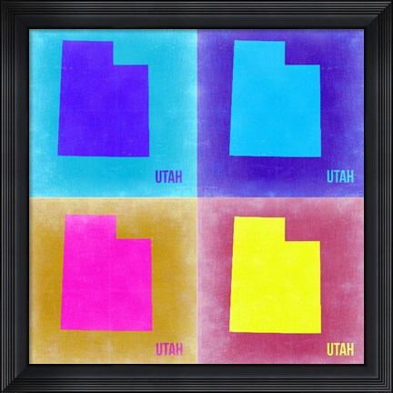 Framed Utah Pop Art Map 2 Print