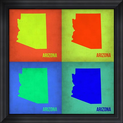 Framed Arizona Pop Art Map 1 Print
