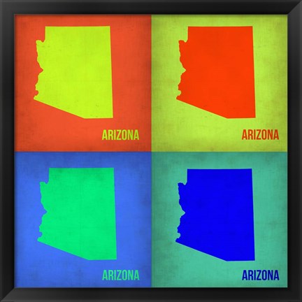 Framed Arizona Pop Art Map 1 Print