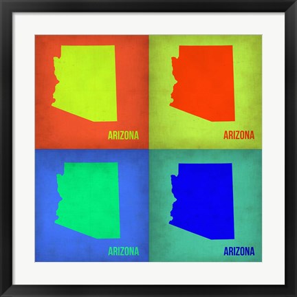 Framed Arizona Pop Art Map 1 Print