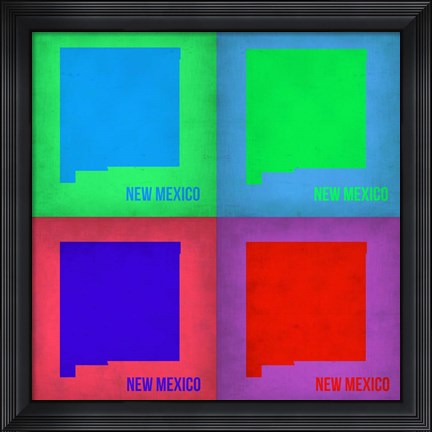 Framed New Mexico Pop Art Map 1 Print