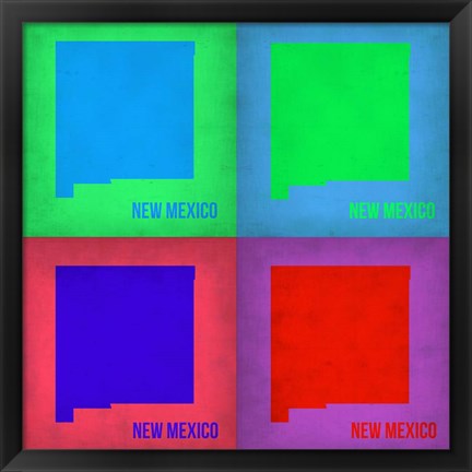 Framed New Mexico Pop Art Map 1 Print