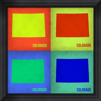 Framed Colorado Pop Art Map 1 Print