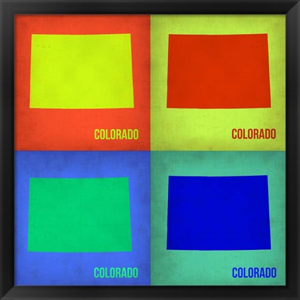 Framed Colorado Pop Art Map 1 Print