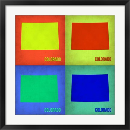 Framed Colorado Pop Art Map 1 Print