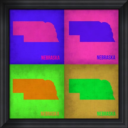 Framed Nebraska Pop Art Map 1 Print
