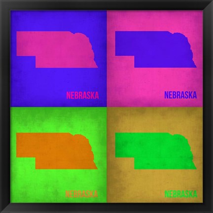 Framed Nebraska Pop Art Map 1 Print