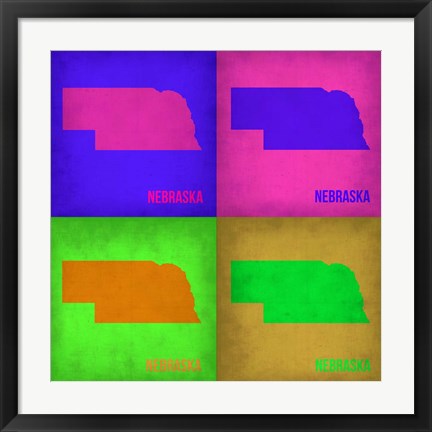 Framed Nebraska Pop Art Map 1 Print