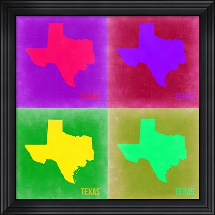 Framed Texas Pop Art Map 2 Print